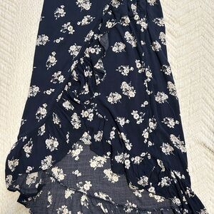 Floral Navy Asymmetrical Skirt